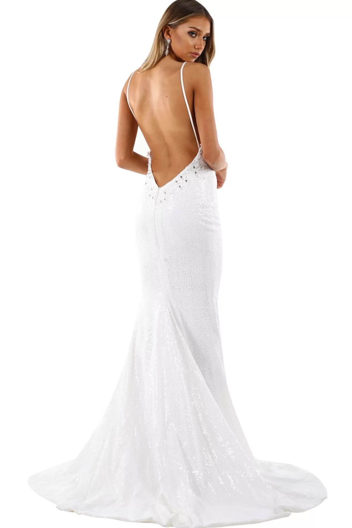 Women NBLUXE Dresses | Backless Dresses>Roselle Luxe Gown - White (S - Clearance Sale)