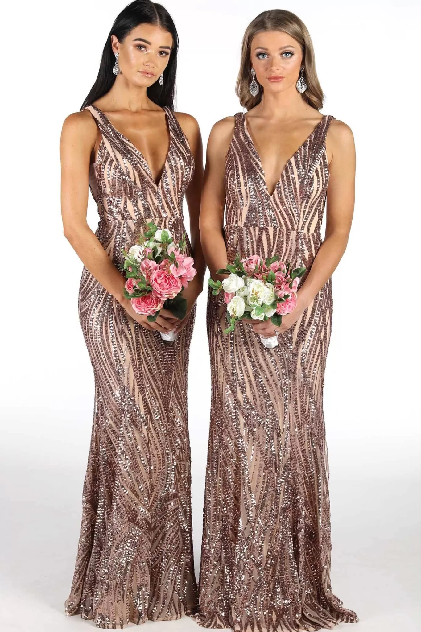 Women Hot Pink Dresses | Backless Dresses>Sapphira Sequin Gown - Rose Gold