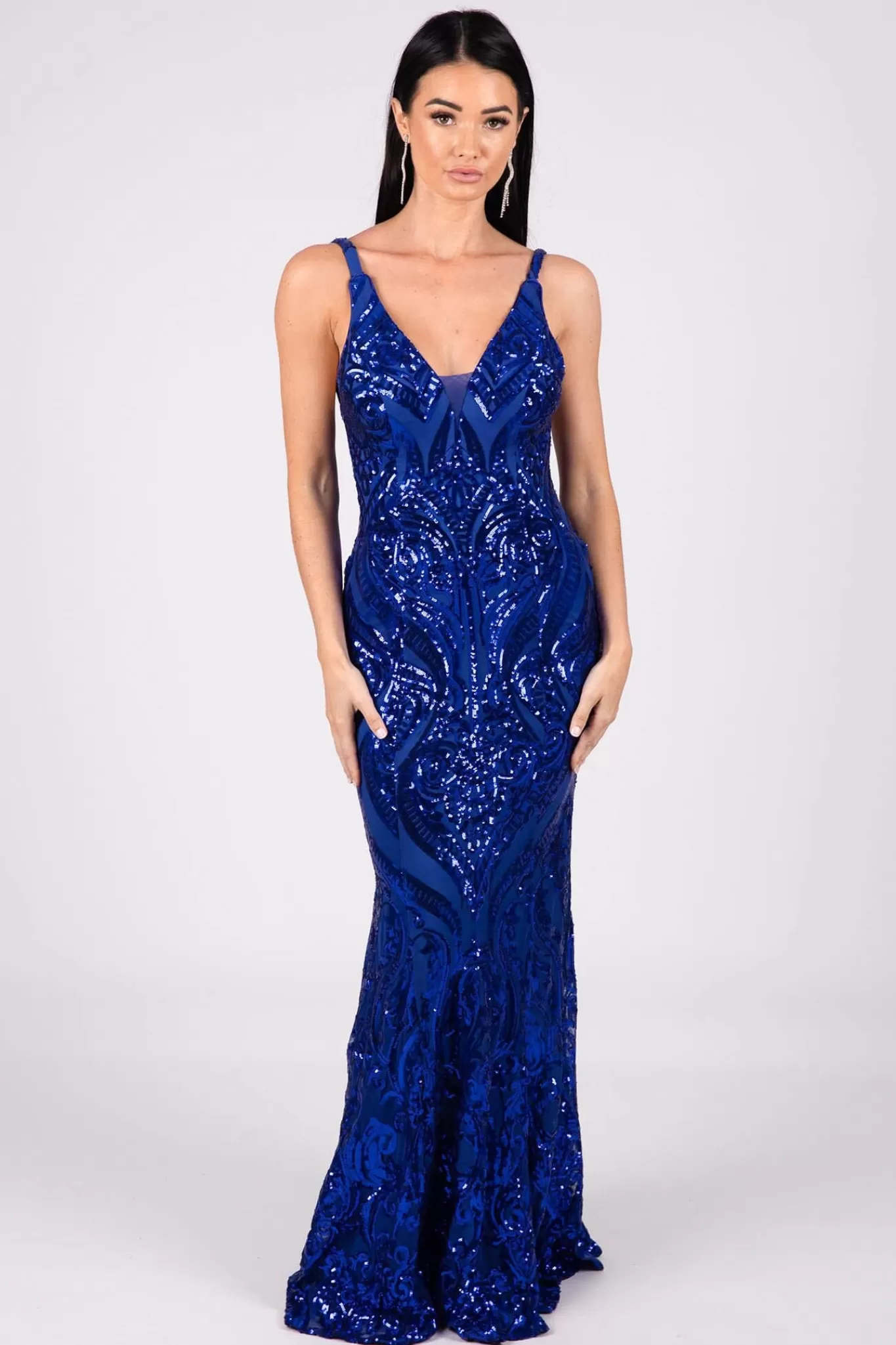 Women Hot Pink Dresses | Backless Dresses>Seraphine Sequin Gown - Royal Blue