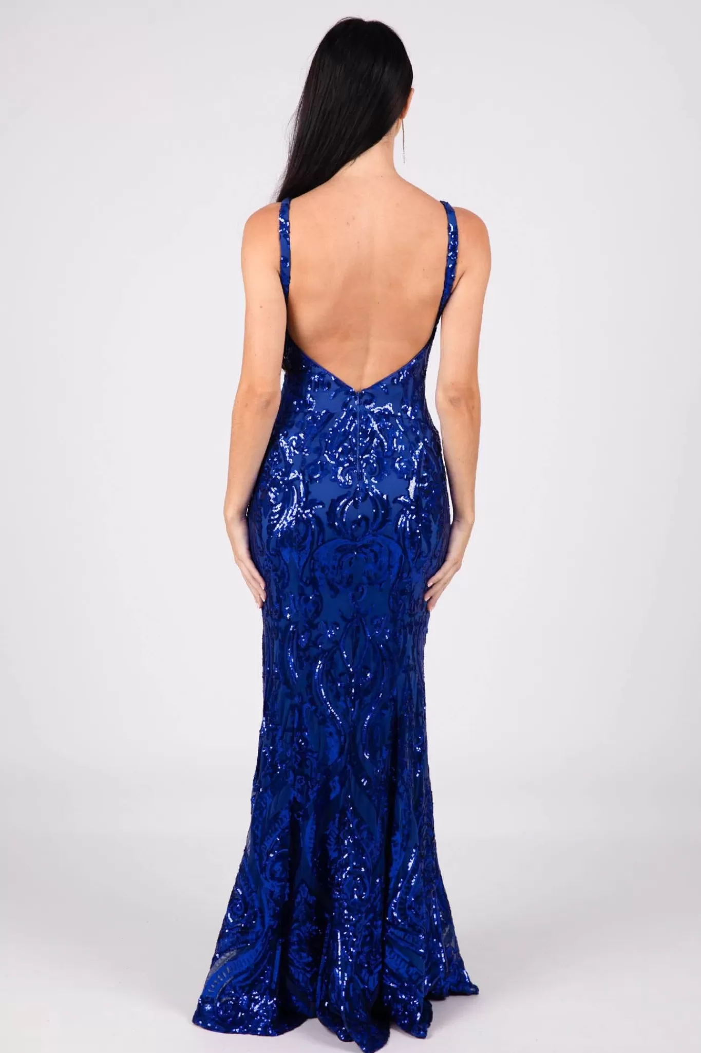 Women Hot Pink Dresses | Backless Dresses>Seraphine Sequin Gown - Royal Blue