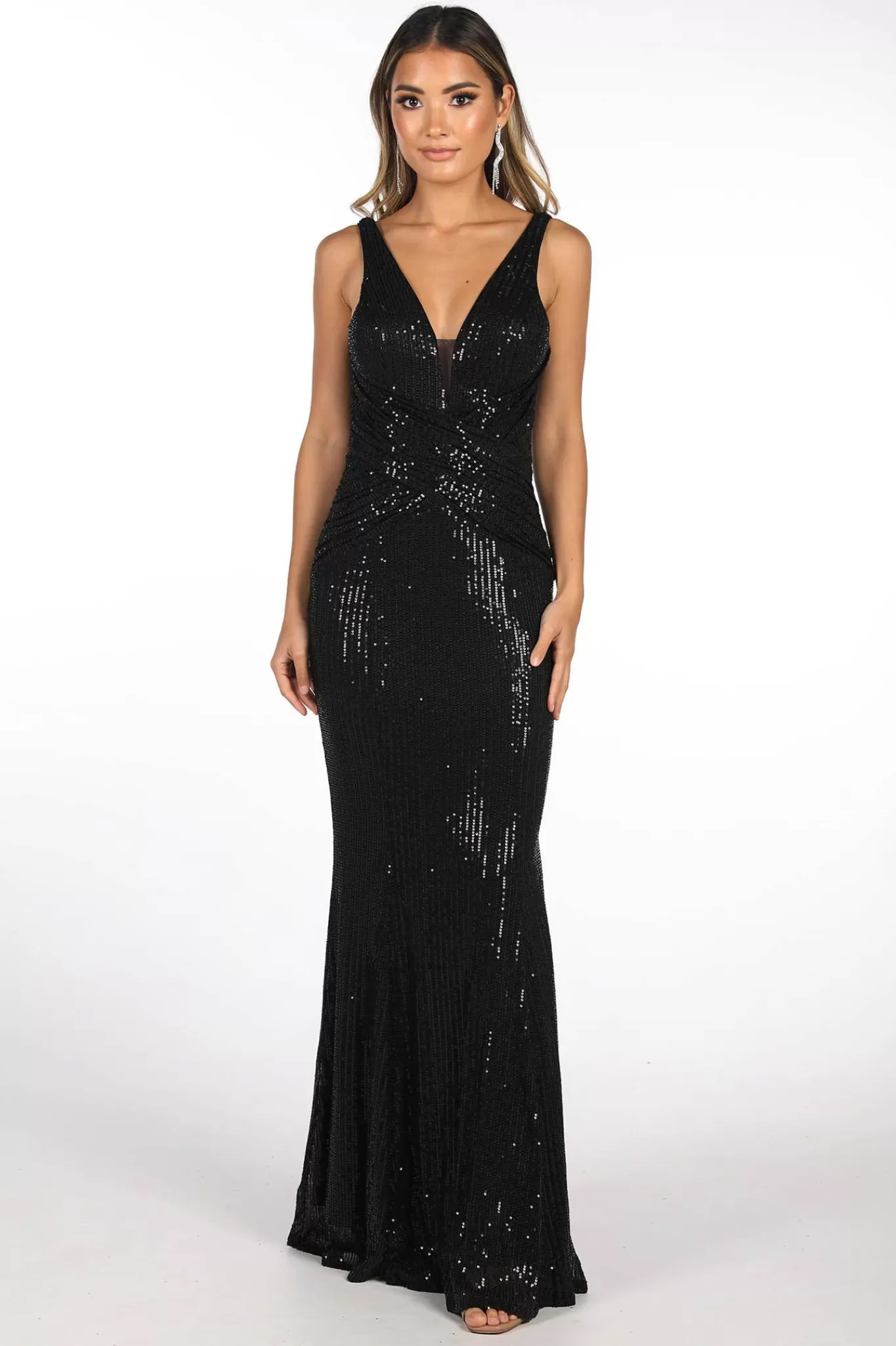 Women Hot Pink Dresses | Backless Dresses>Sierra Sequin Gown in Black