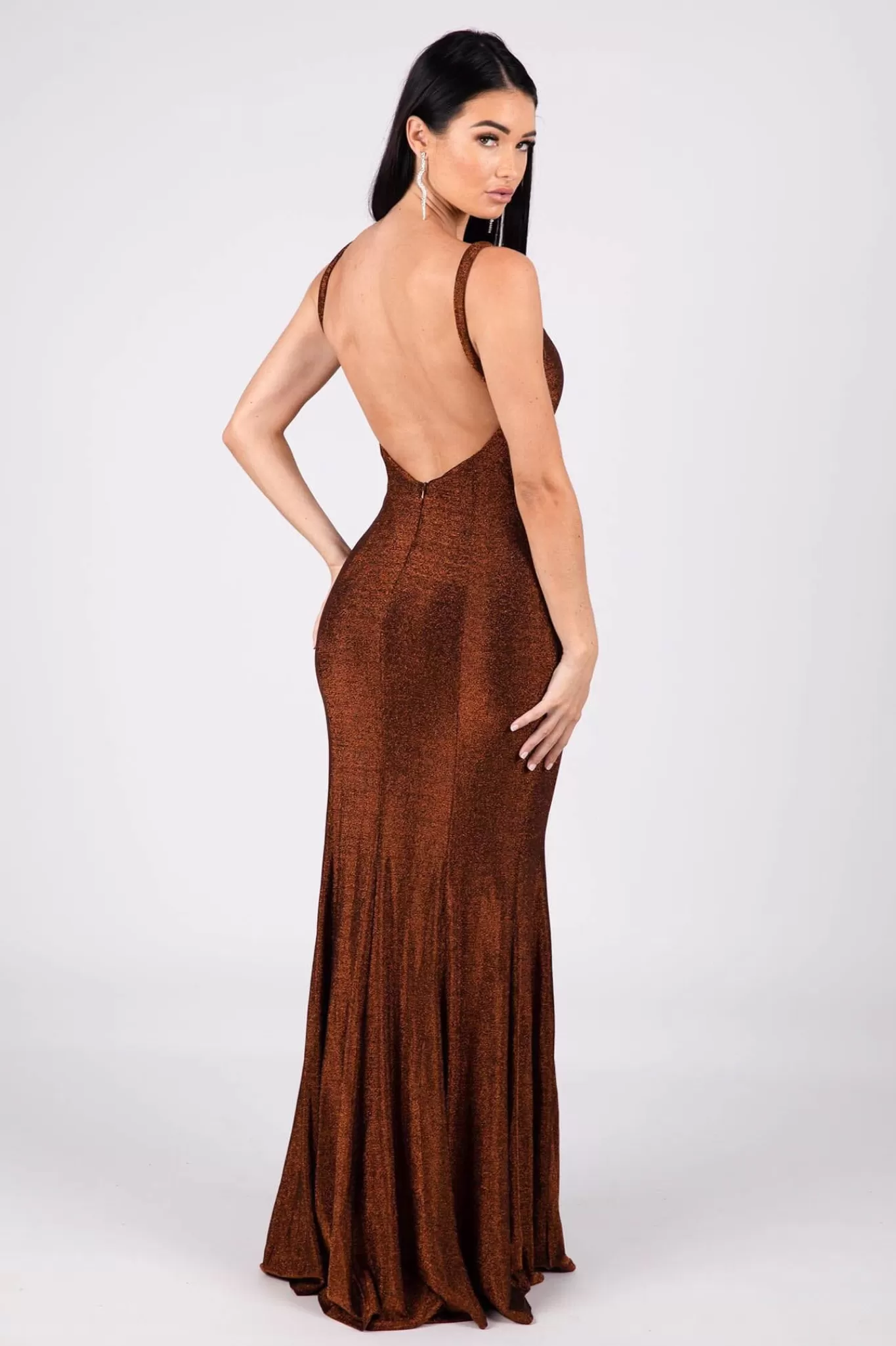 Women Hot Pink Dresses | Backless Dresses>Thalia Gown - Shimmer Copper