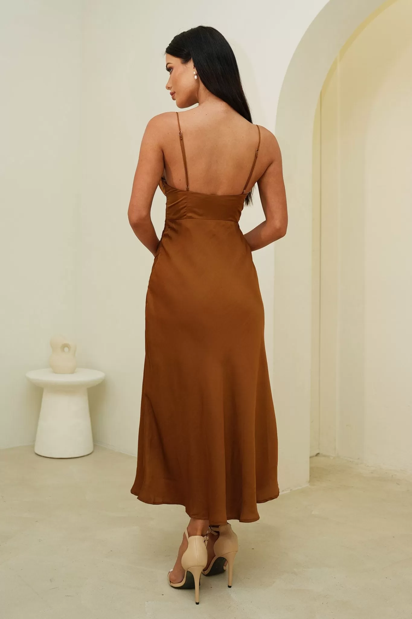 Women KAARLO Dresses | Cocktail Dresses>Thea Midi Dress in Chocolate