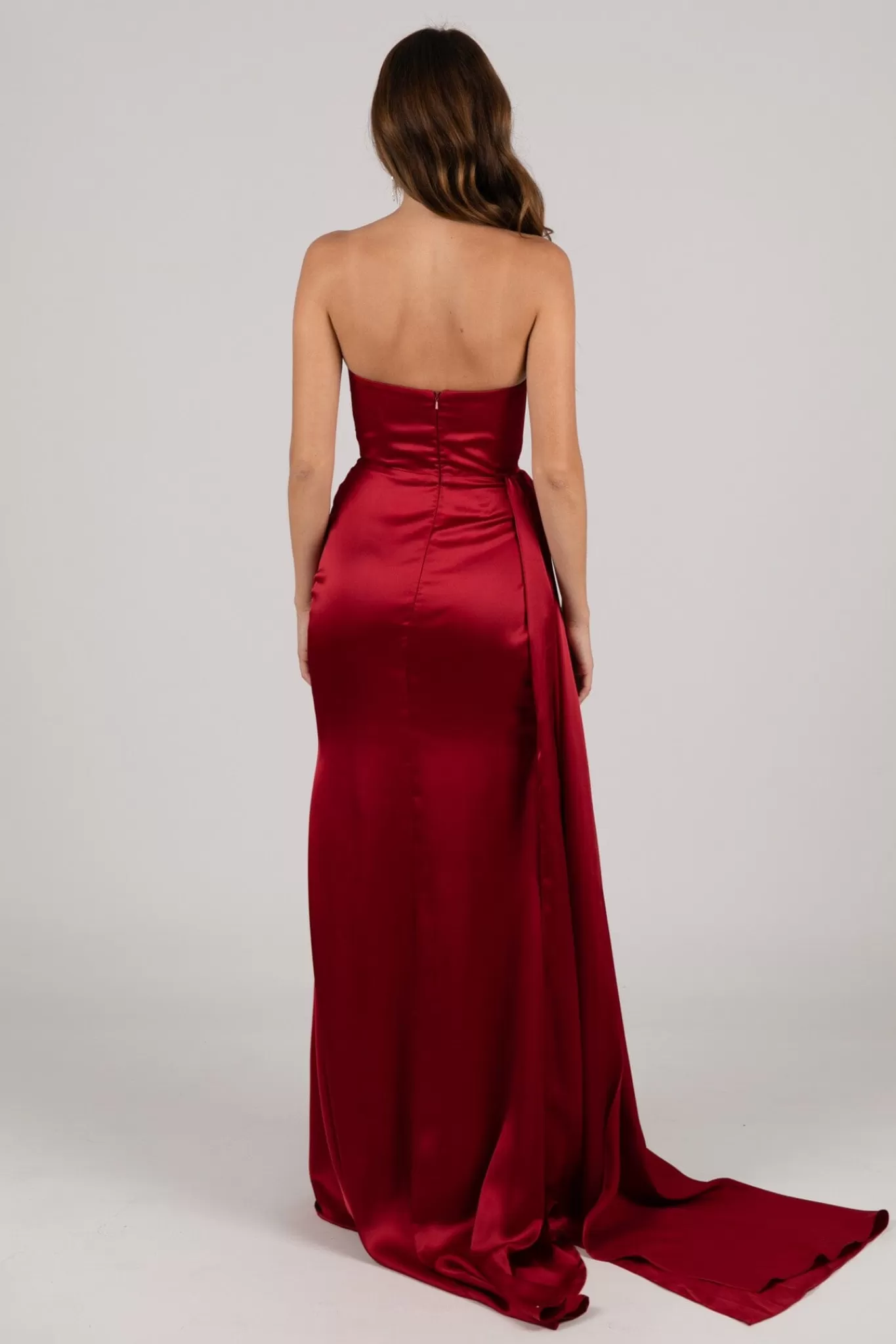 Women NBLUXE Black Tie Dresses | Dresses>TYRA Satin Gown - Deep Red