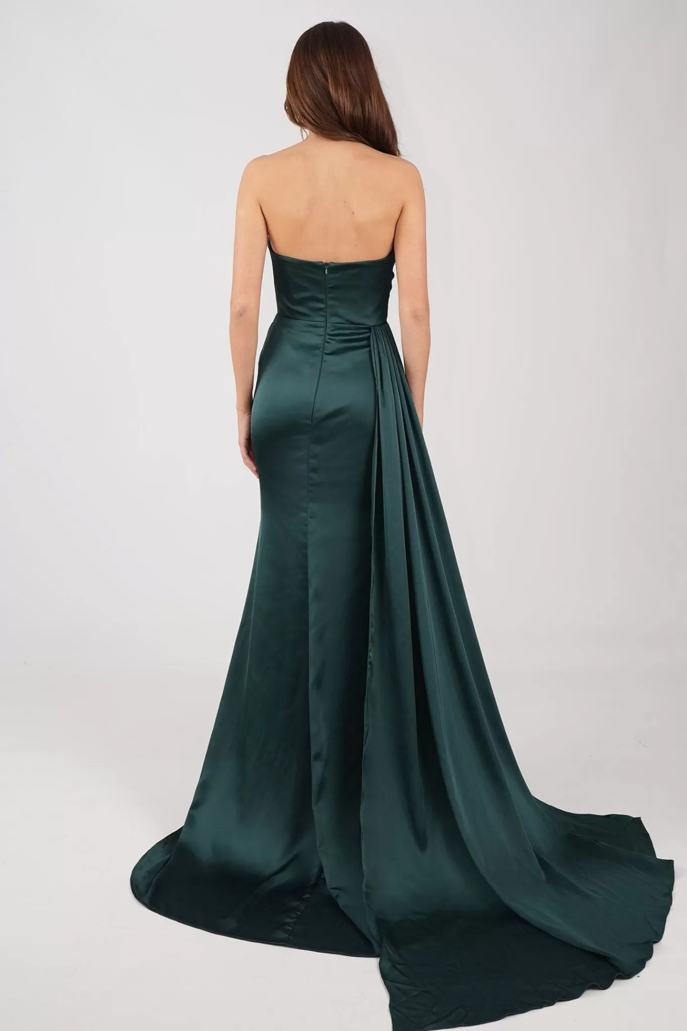 Women NBLUXE Dresses | Black Tie Dresses>TYRA Satin Gown - Emerald